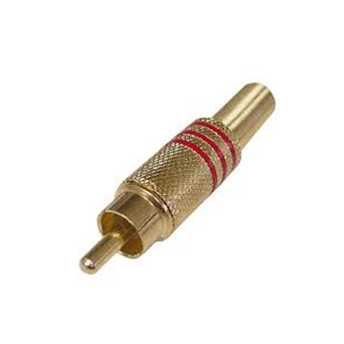 PLUG RCA DOURADO VERMELHO