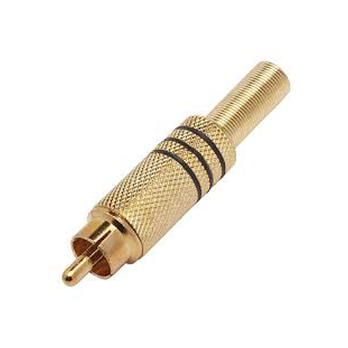 PLUG RCA DOURADO PRETO 6mm